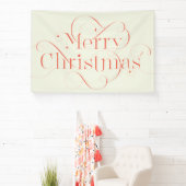 Handbeletterde Merry Christmas tekst met bloemen Spandoek (Insitu)
