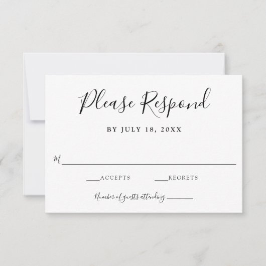 Handbelettering Eenvoudige Minimalistische Chic Cl RSVP Kaartje (Voorkant)