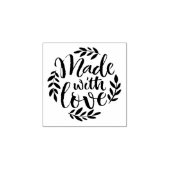 Handbelettering gemaakt met liefde rustieke blader rubberstempel (Afrduk)
