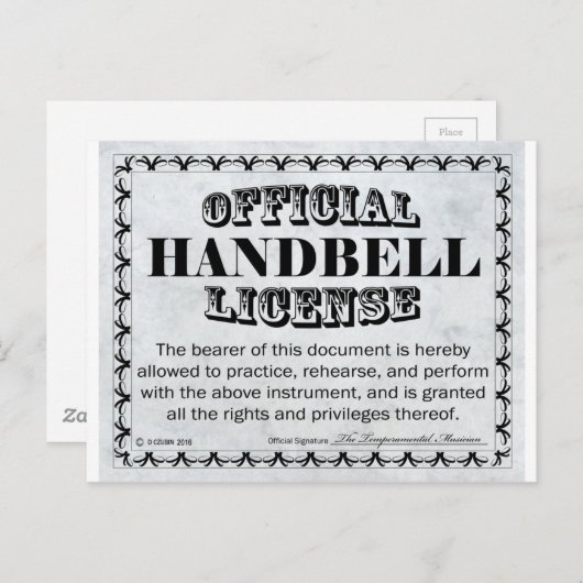 Handbell-licentie Briefkaart (Voorkant / Achterkant)