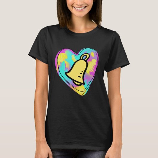 Handbell Ringer Multicolored Painted Heart T-shirt (Voorkant)
