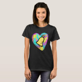 Handbell Ringer Multicolored Painted Heart T-shirt (Voorkant volledig)