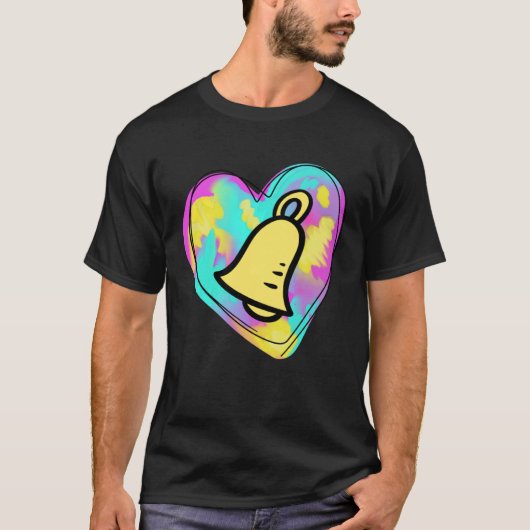 Handbell Ringer Multicolored Painted Heart T-shirt (Voorkant)