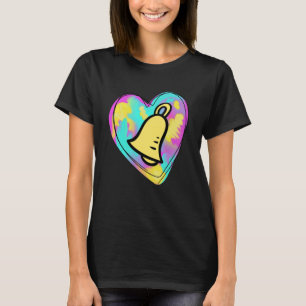Handbell Ringer Veelkleurige Geschilderd Hart T-shirt