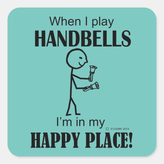 Handbells Happy Place Square Sticker (Voorkant)