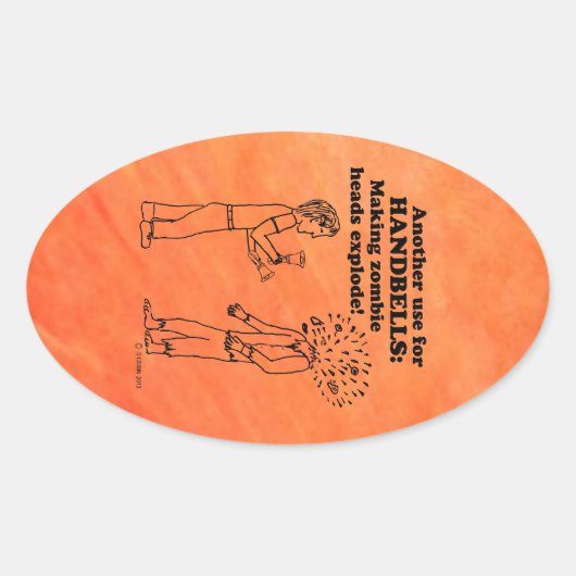 Handbells Zombie Explode Oval Sticker (Voorkant)
