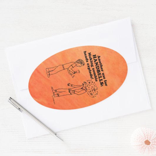 Handbells Zombie Explode Oval Sticker (Envelop)