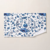 Handbeschilderd blauw en wit Chinoiserie Floral St Bad Handdoek (Handdoek)