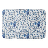Handbeschilderd blauw en wit Chinoiserie Floral St Badmat (Voorkant)