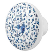 Handbeschilderd blauw en wit Chinoiserie Floral St Keramische Knop (Rechts)