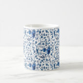 Handbeschilderd blauw en wit Chinoiserie Floral St Koffiemok (Center)