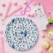 Handbeschilderd blauw en wit Chinoiserie Floral St Papieren Bordje (Feest)