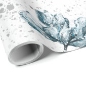Handbeschilderd blauw Floral Cadeaupapier (Rol Hoek)