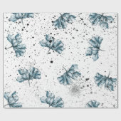 Handbeschilderd blauw Floral Cadeaupapier (Vlak)