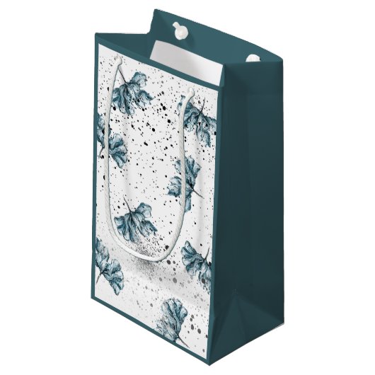 Handbeschilderd blauw Floral Klein Cadeauzakje (Voorkant Gekanteld)