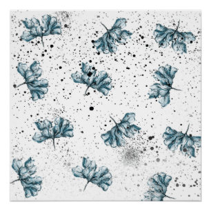 Handbeschilderd blauw Floral Perfect Poster