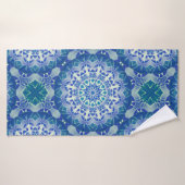 Handbeschilderd Blauw Groen Mandala Badhanddoek (Badhanddoek)