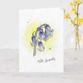 Handbeschilderd Bluebells Design "with Sympathy"-k Kaart (Gele Bloem)