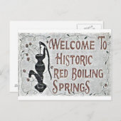 Handbeschilderd bord voor rode kokende veren briefkaart (Voorkant / Achterkant)