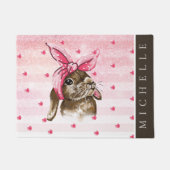 Handbeschilderd Bunny glitter gepersonaliseerd Deurmat (Voorkant)