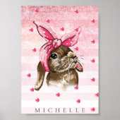 Handbeschilderd Bunny glitter gepersonaliseerd Poster (Voorkant)