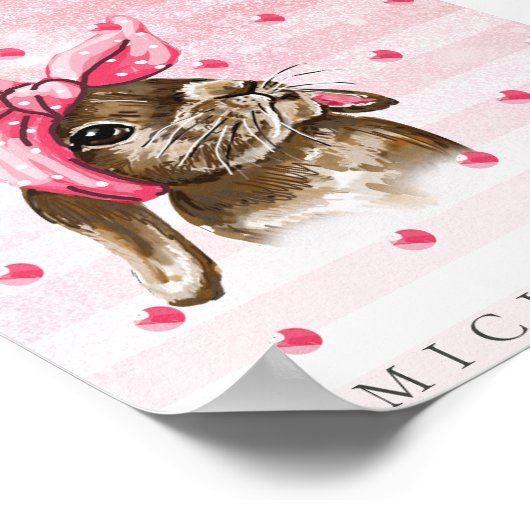 Handbeschilderd Bunny glitter gepersonaliseerd Poster (Hoek)