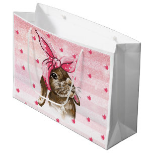 Handbeschilderd Bunny glitter Groot Cadeauzakje