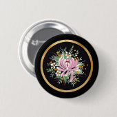 Handbeschilderd chrysanthemum ronde button 5,7 cm (Voorkant /achterkant)