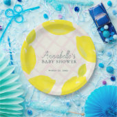 Handbeschilderd citroen roze Baby shower Papieren Bordje (Feest)
