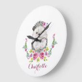 Handbeschilderd Egel floral Personalized Grote Klok (Hoek)