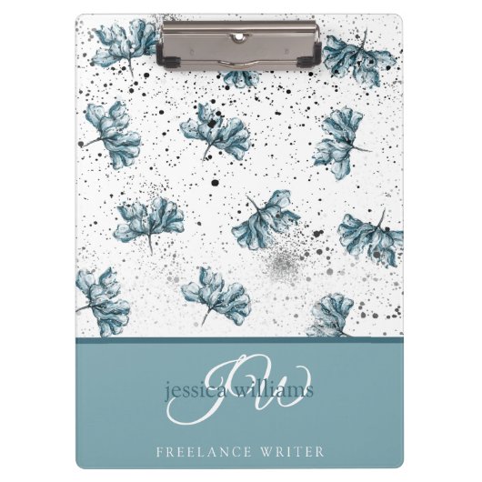 Handbeschilderd gepersonaliseerd blauw klembord (Voorkant)