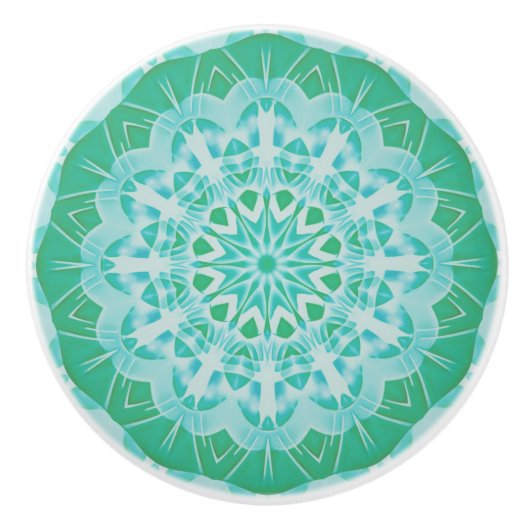 Handbeschilderd Green Turquoise Abstract Mandala Keramische Knop (Voorkant)