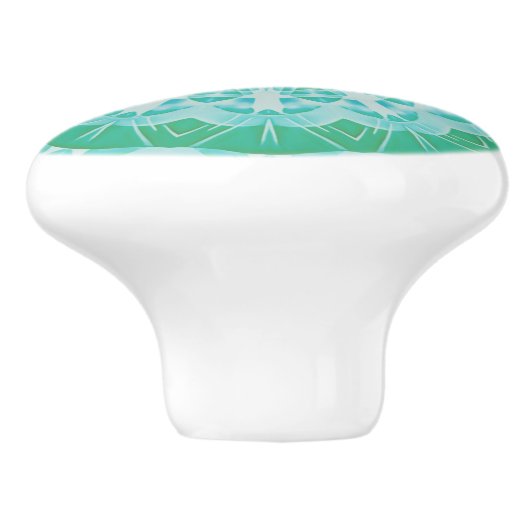 Handbeschilderd Green Turquoise Abstract Mandala Keramische Knop (Zijkant)