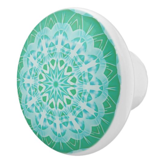 Handbeschilderd Green Turquoise Abstract Mandala Keramische Knop (Rechts)