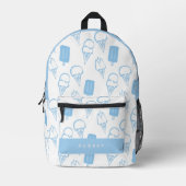 Handbeschilderd ijsvormer blauw bedrukte rugzak (Voorkant)