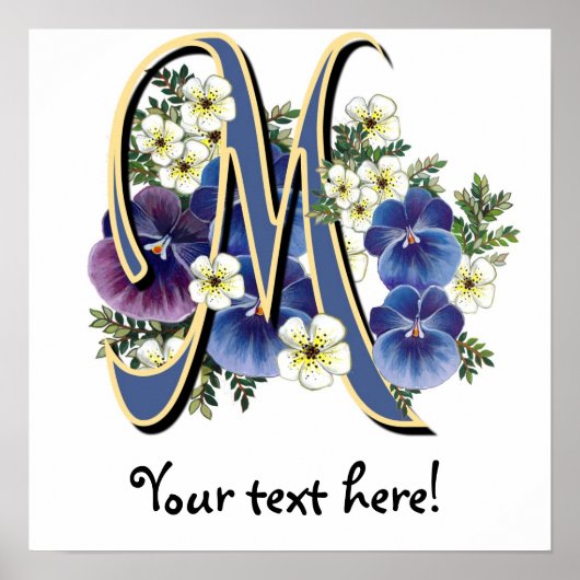 Handbeschilderd Initiaal monogram - M Poster (Voorkant)