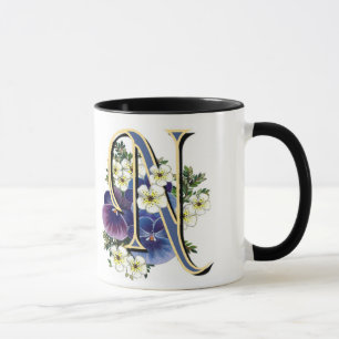 Handbeschilderd Initiaal monogram - N Mok