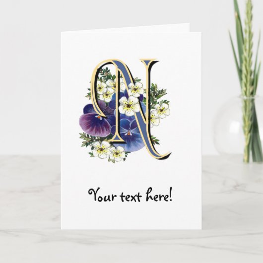 Handbeschilderd Initiaal monogram - N Notitiekaartje (Voorkant)
