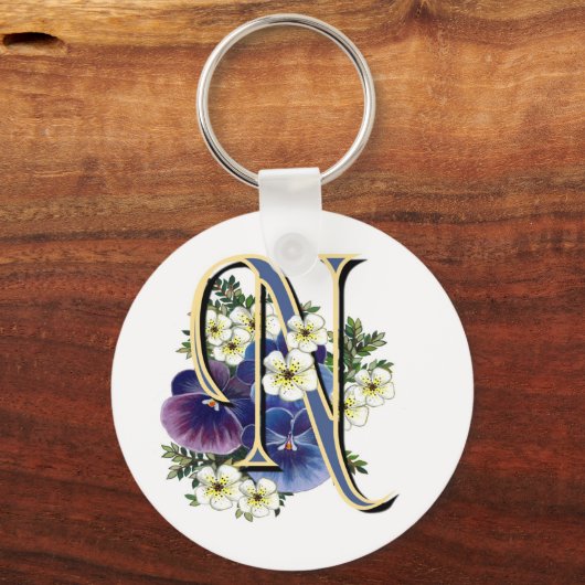 Handbeschilderd Initiaal monogram - N Sleutelhanger (Voorkant)