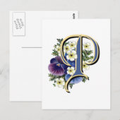 Handbeschilderd Initiaal monogram - P Briefkaart (Voorkant / Achterkant)