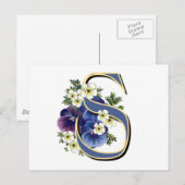 Handbeschilderd Initiaal monogram - S Briefkaart (Voorkant / Achterkant)