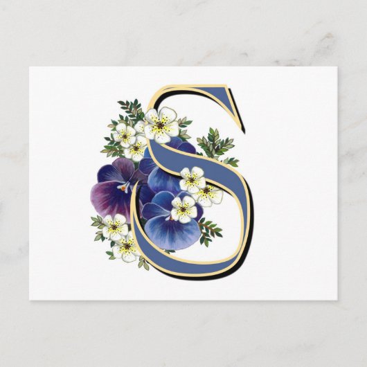 Handbeschilderd Initiaal monogram - S Briefkaart (Voorkant)