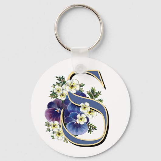 Handbeschilderd Initiaal monogram - S Sleutelhanger (Voorkant)