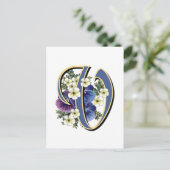 Handbeschilderd Initiaal monogram - V Briefkaart (Staand voorkant)