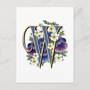 Handbeschilderd Initiaal monogram - W Briefkaart