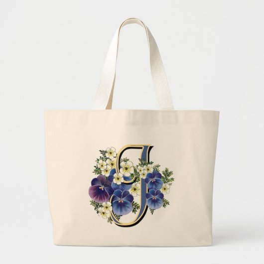 Handbeschilderd Initiaal Pansy - J Grote Tote Bag (Voorkant)
