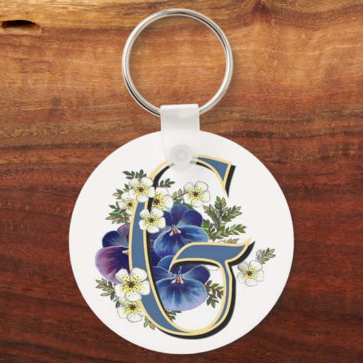 Handbeschilderd Initiaal van Pansy - G Sleutelhanger (Voorkant)