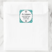 Handbeschilderd kerstbomen Aqua Return-adres Vierkante Sticker (Tas)