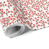 Handbeschilderd kerstkantoor Berries Red White Cadeaupapier (Rol Hoek)