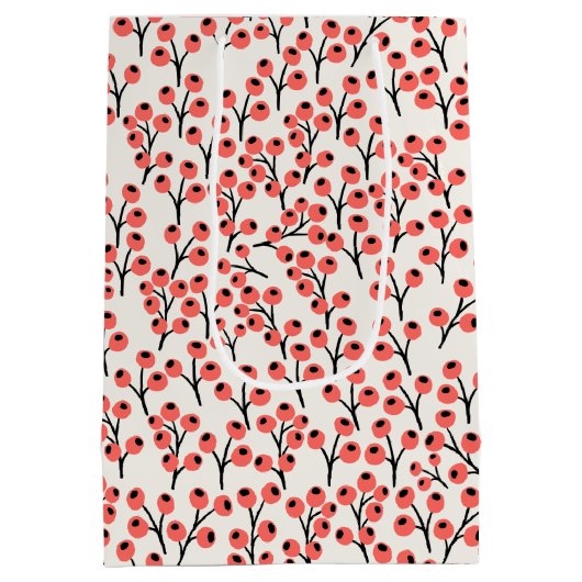 Handbeschilderd kerstkantoor Berries Red White Medium Cadeauzakje (Achterkant)